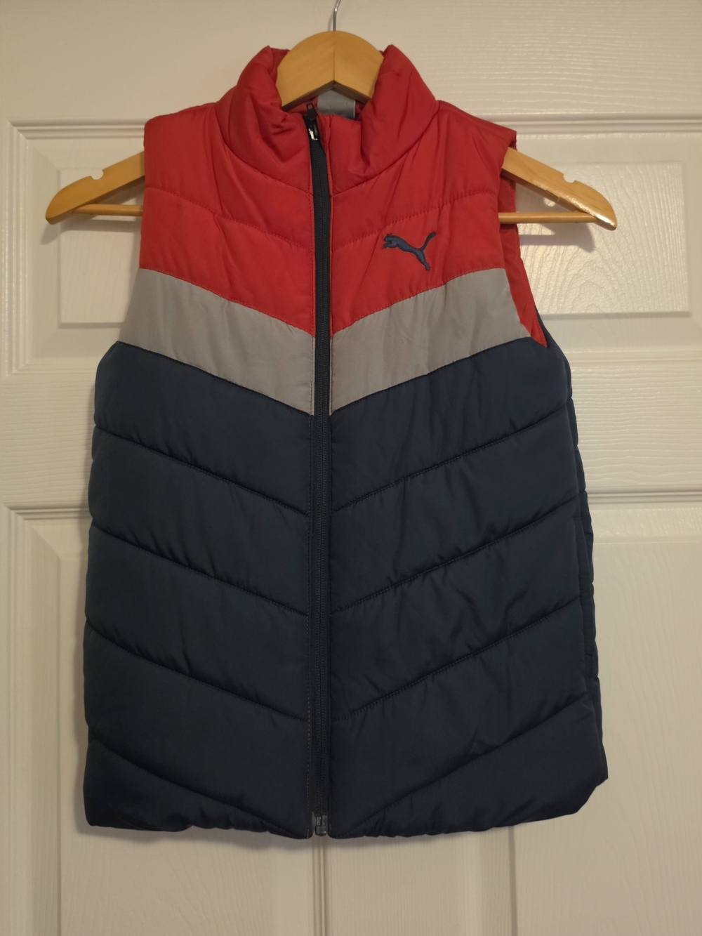 Puma Kids Red, Gray & Navy Quilted Puffer Vest